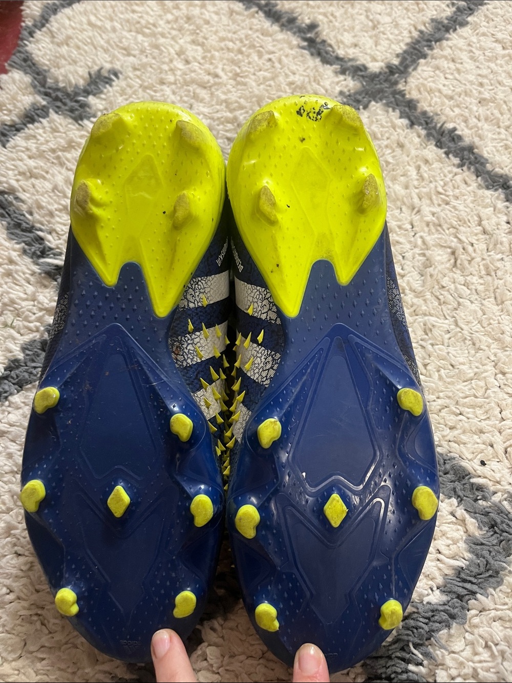 adidas Predator Black Blue Yellow Spiked outdoor Soccer Cleats with demonskin - Picture 4 of 4